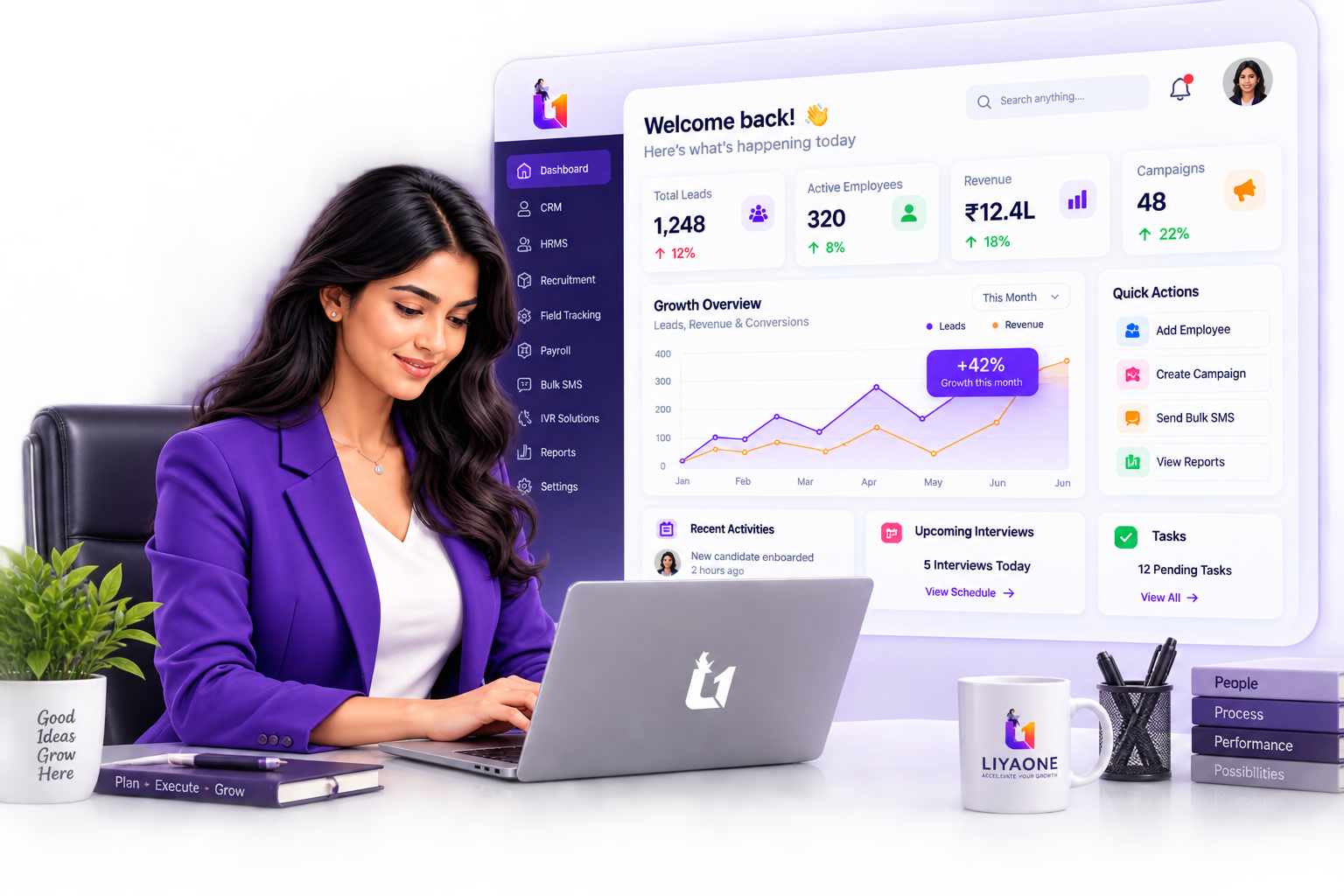Liya One platform dashboard visual